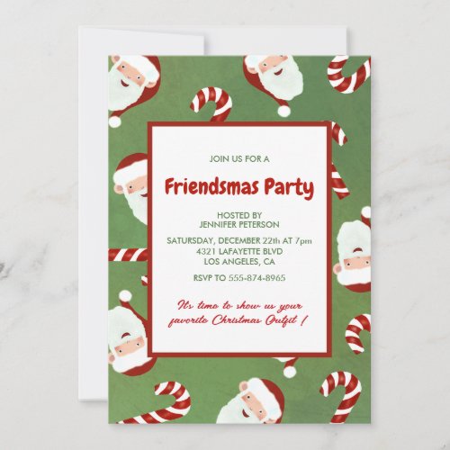 Friendsmas Invitations Cute Santa Barley sugar