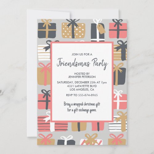 Friendsmas Invitations Cute Whimsical Deer trees