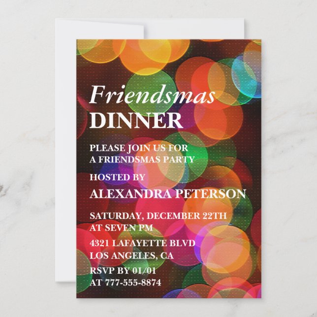  Friendsmas invitations Dinner Confetti Sparkle (Front)