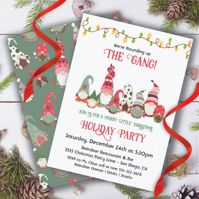 Friendsmas Office Gnomes Holiday Christmas Party Invitation | Zazzle
