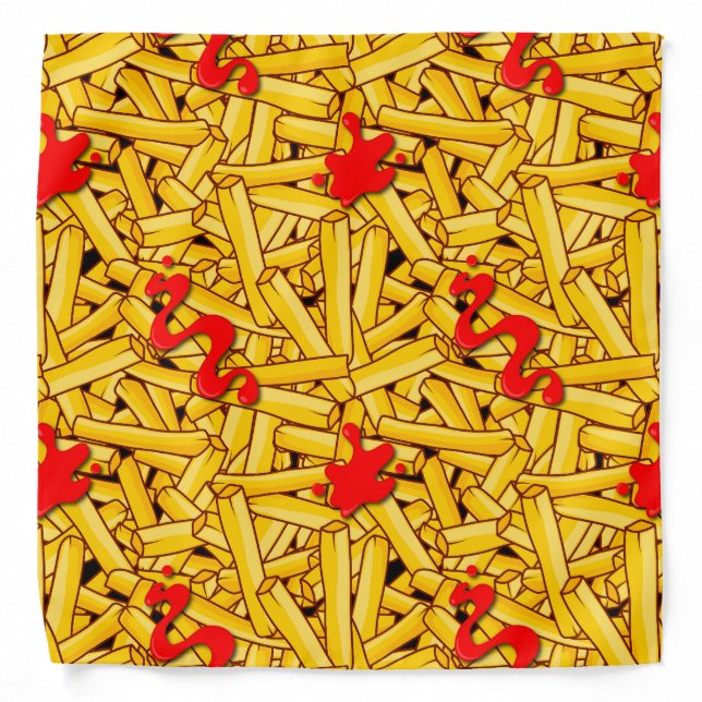 Fries and Ketchup Chips Fast Food Chef Bandana (Front)