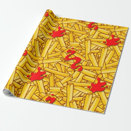 Fries and Ketchup Funny Wrapping Paper