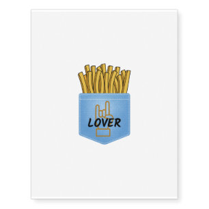 Fries and rock lover in pocket temporary tattoos