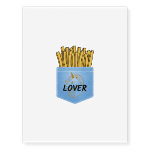 Fries and unicorn lover temporary tattoos