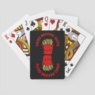 FRIES BEFORE GUYS funny french fries pun Poker Cards