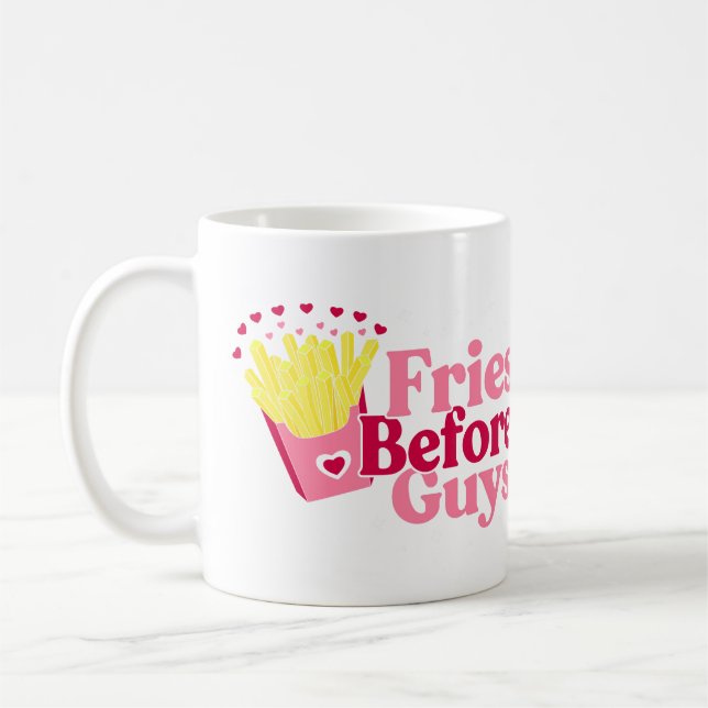 Fries Before Guys Valentine's Day Coffee Mug (Left)