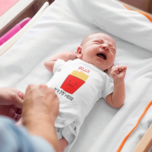 Fries Cartoon Baby Bodysuit (funny french fries cute newborn baby bodysuit toddler birthday baby shower.)