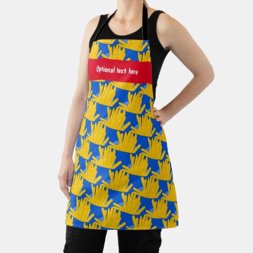 Fries _ Cartoon Style on blue _ your name  text  Apron
