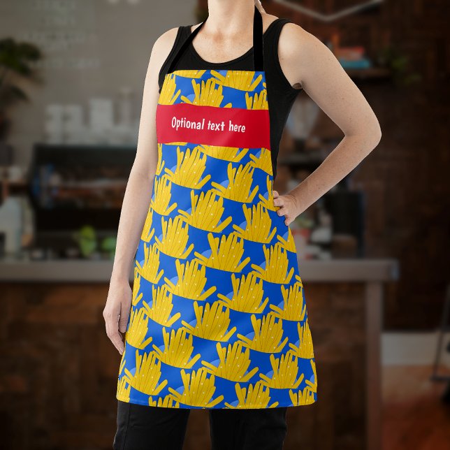Fries - Cartoon Style, on blue - your name / text  Apron (Creator Uploaded)
