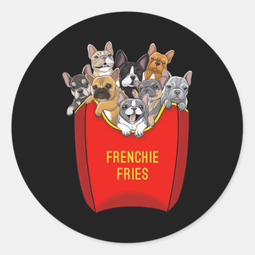 Fries French Bulldog Dog Mom Dog Dad Cute  Classic Round Sticker