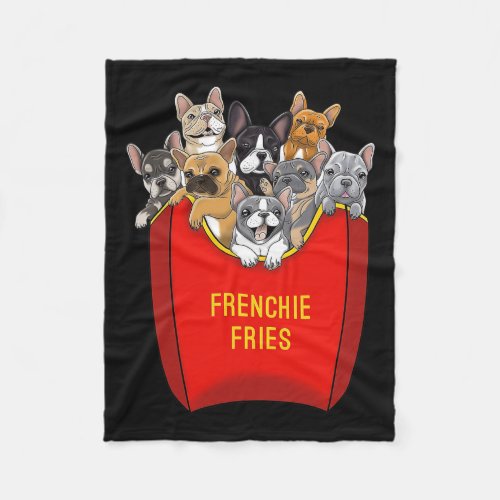 Fries French Bulldog Dog Mom Dog Dad Cute  Fleece Blanket