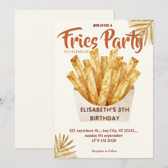 Fries Restaurant Birthday Party Invitation (Front/Back)