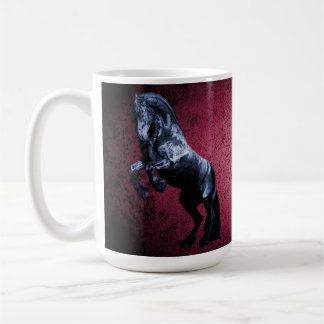 Friesian black stallion/black beauty, horse pink coffee mug