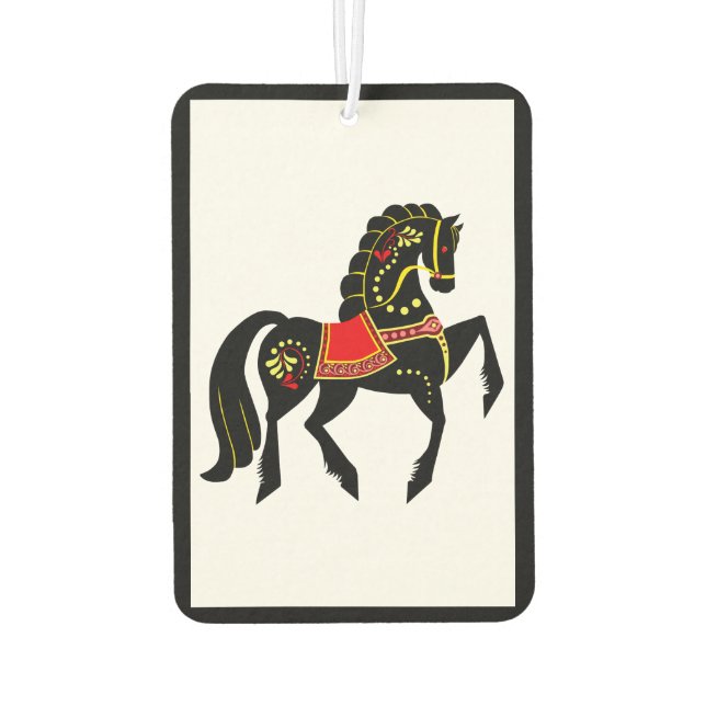 Friesian, black stallion, folk Friesian image Air Freshener (Back)