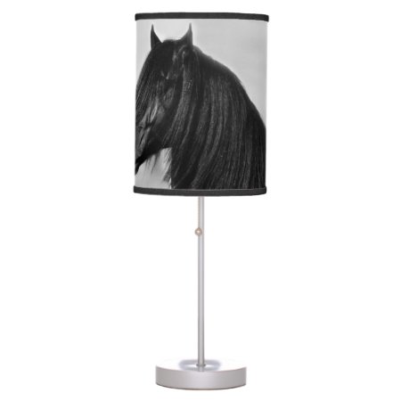 Friesian Black Stallion Horse Table Lamp