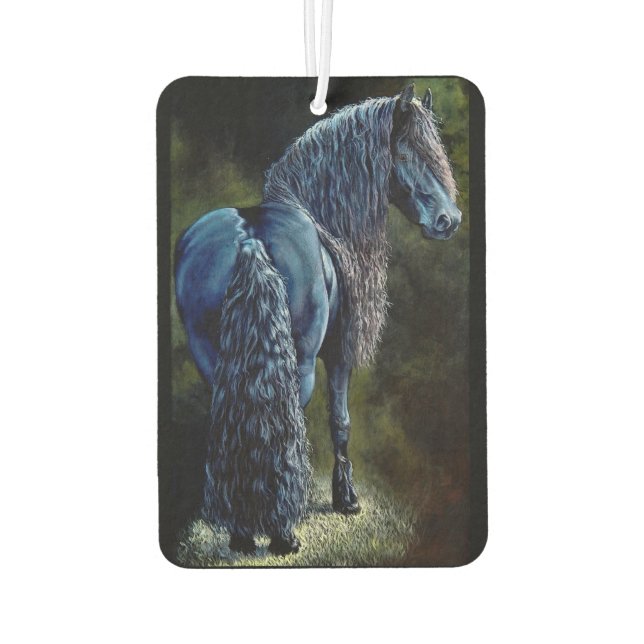 Friesian, black stallion, I love Friesians, image Air Freshener (Back)