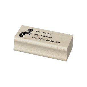 Friesian, black stallion, Personal Address stamp/3 Rubber Stamp