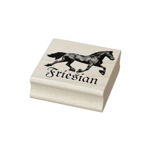 Friesian black stallion the black beauty horse r rubber stamp