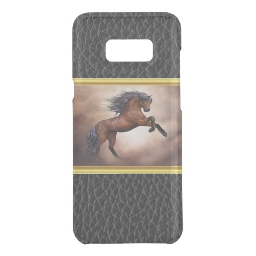 Friesian brown horse rearing up with misty clouds uncommon samsung galaxy s8 case