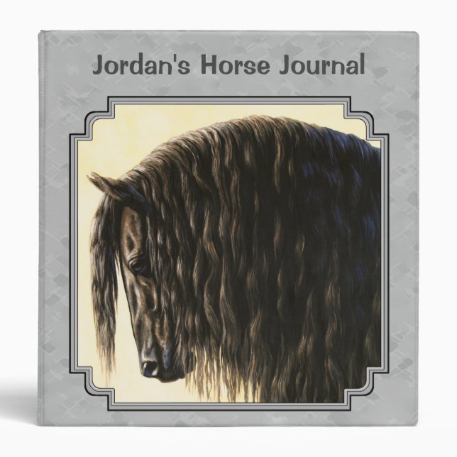 Friesian Draft Horse Silver Gray 3 Ring Binder (Front)