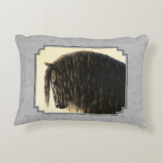 Friesian Draft Horse Silver Gray Accent Pillow