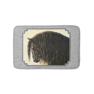 Friesian Draft Horse Silver Gray Bath Mat
