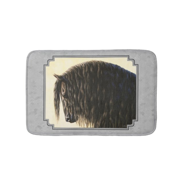Friesian Draft Horse Silver Gray Bath Mat (Front)