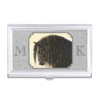 Friesian Draft Horse Silver Gray Case For Business Cards