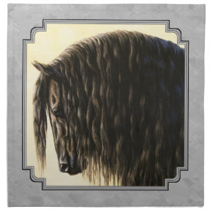 Friesian Draft Horse Silver Gray Cloth Napkin