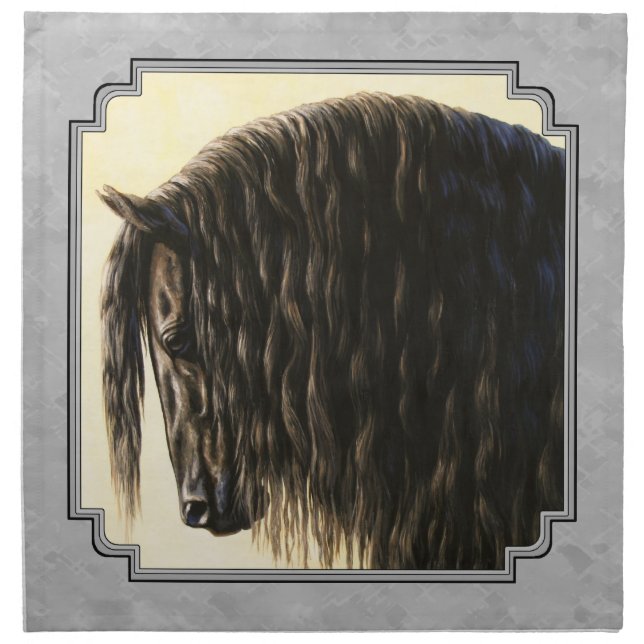 Friesian Draft Horse Silver Gray Cloth Napkin (Front)