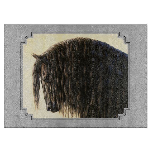 Friesian Draft Horse Silver Gray Cutting Board (Front)