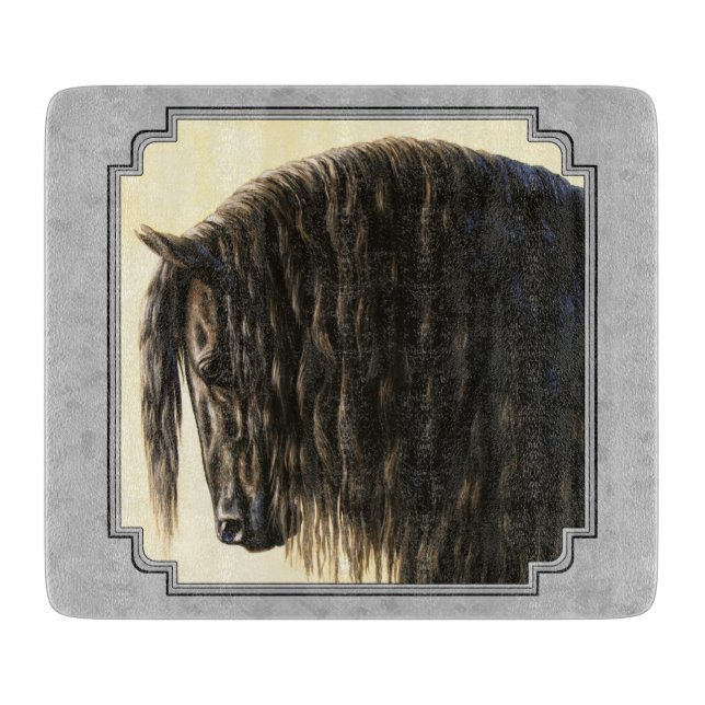 Friesian Draft Horse Silver Gray Cutting Board (Front)