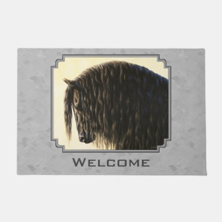 Friesian Draft Horse Silver Gray Doormat