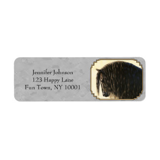 Friesian Draft Horse Silver Gray Label
