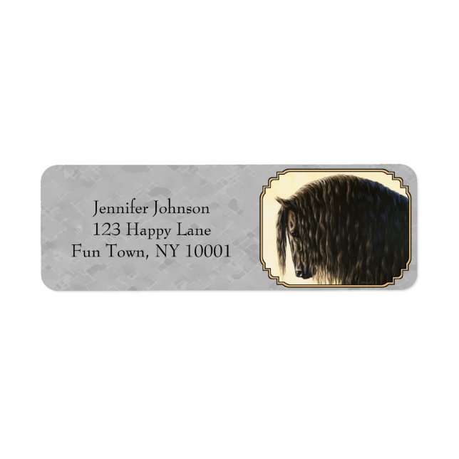 Friesian Draft Horse Silver Gray Label (Front)