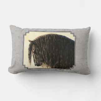 Friesian Draft Horse Silver Gray Lumbar Pillow