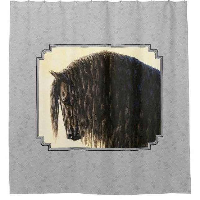 Friesian Draft Horse Silver Gray Shower Curtain (Front)