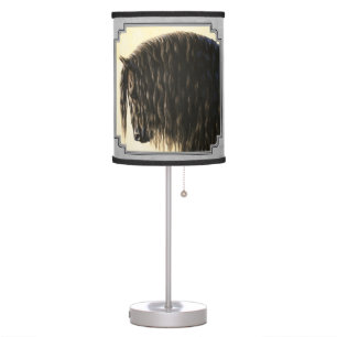 Friesian Draft Horse Silver Gray Table Lamp