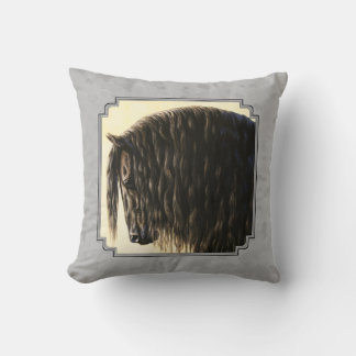 Friesian Draft Horse Silver Gray Throw Pillow