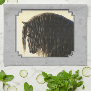 Friesian Draft Horse Silver Gray Towel