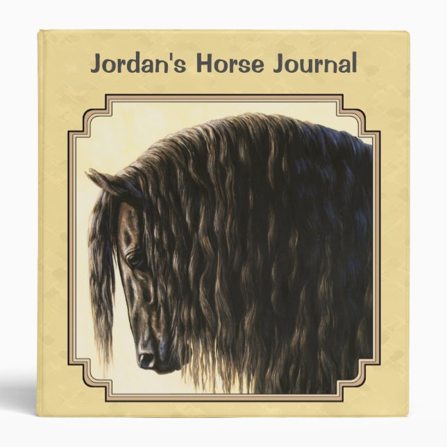Friesian Draft Horse Yellow 3 Ring Binder (Front)