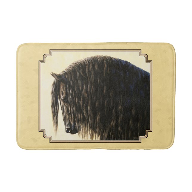 Friesian Draft Horse Yellow Bathroom Mat (Front)