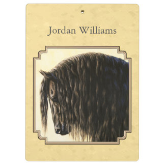 Friesian Draft Horse Yellow Clipboard