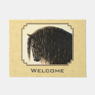 Friesian Draft Horse Yellow Doormat