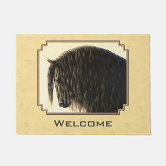 Friesian Draft Horse Yellow Doormat