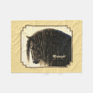 Friesian Draft Horse Yellow Fleece Blanket