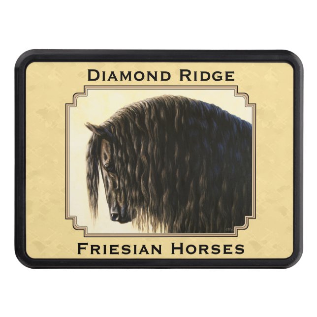 Friesian Draft Horse Yellow Hitch Cover (Front)