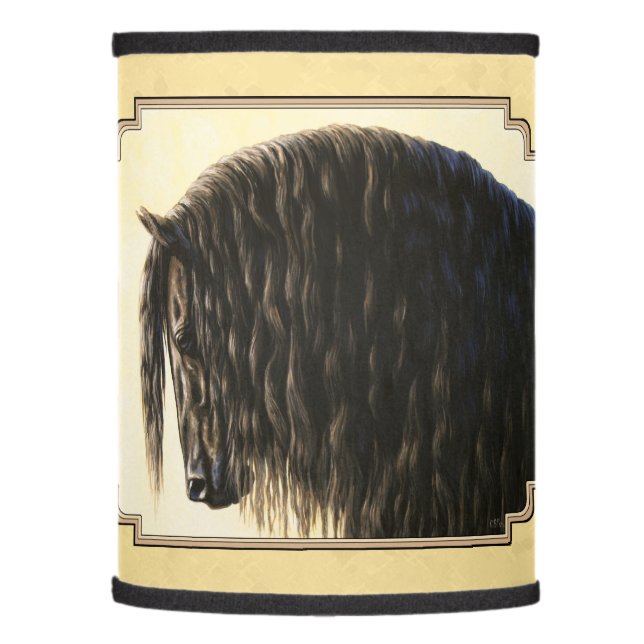 Friesian Draft Horse Yellow Lamp Shade (Left)