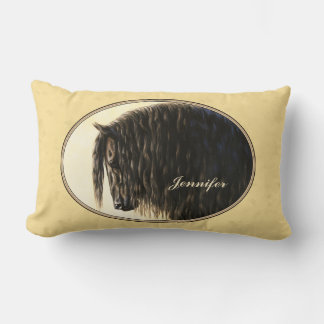 Friesian Draft Horse Yellow Lumbar Pillow