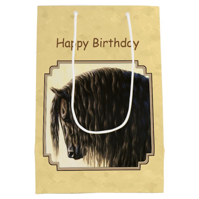 Friesian Draft Horse Yellow Medium Gift Bag (Back)